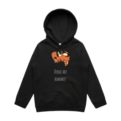 Dinosaur 'Done My Hammy' Kids Dark Hoodie