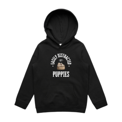 Distracted by Puppies Youth Hoodie (Dark)